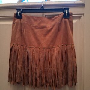 Chic Tan Fringe Mini Skirt